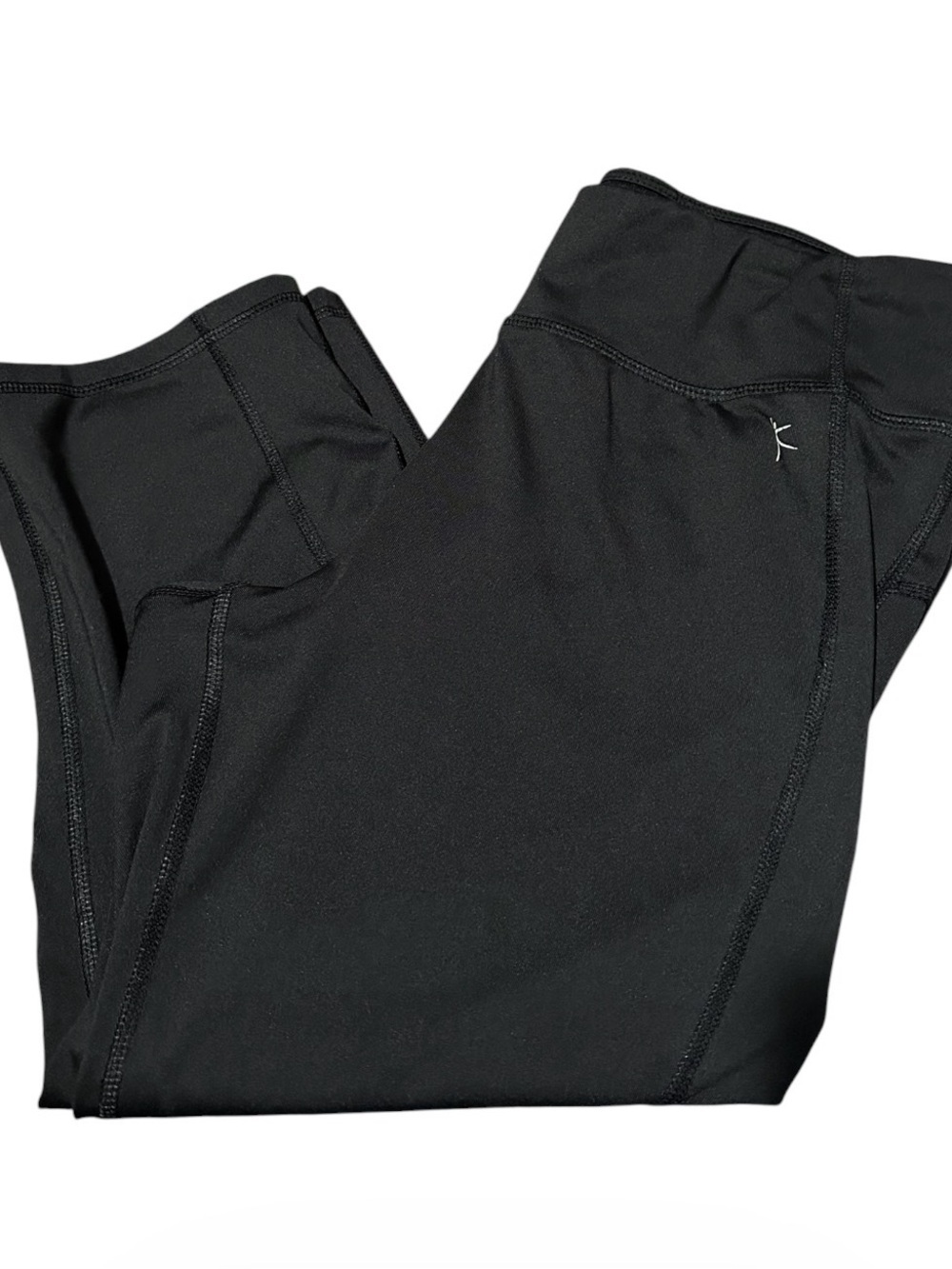 Black Athletic Danskin now capri Leggings with Subtle Logo L/G
